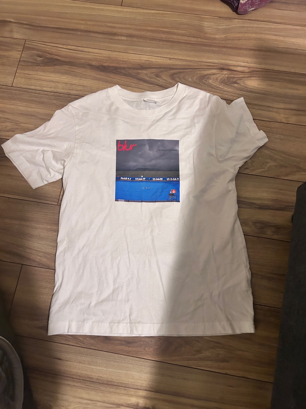 Blur Band Shirt- White Short Sleeve Crewneck T-Shirt